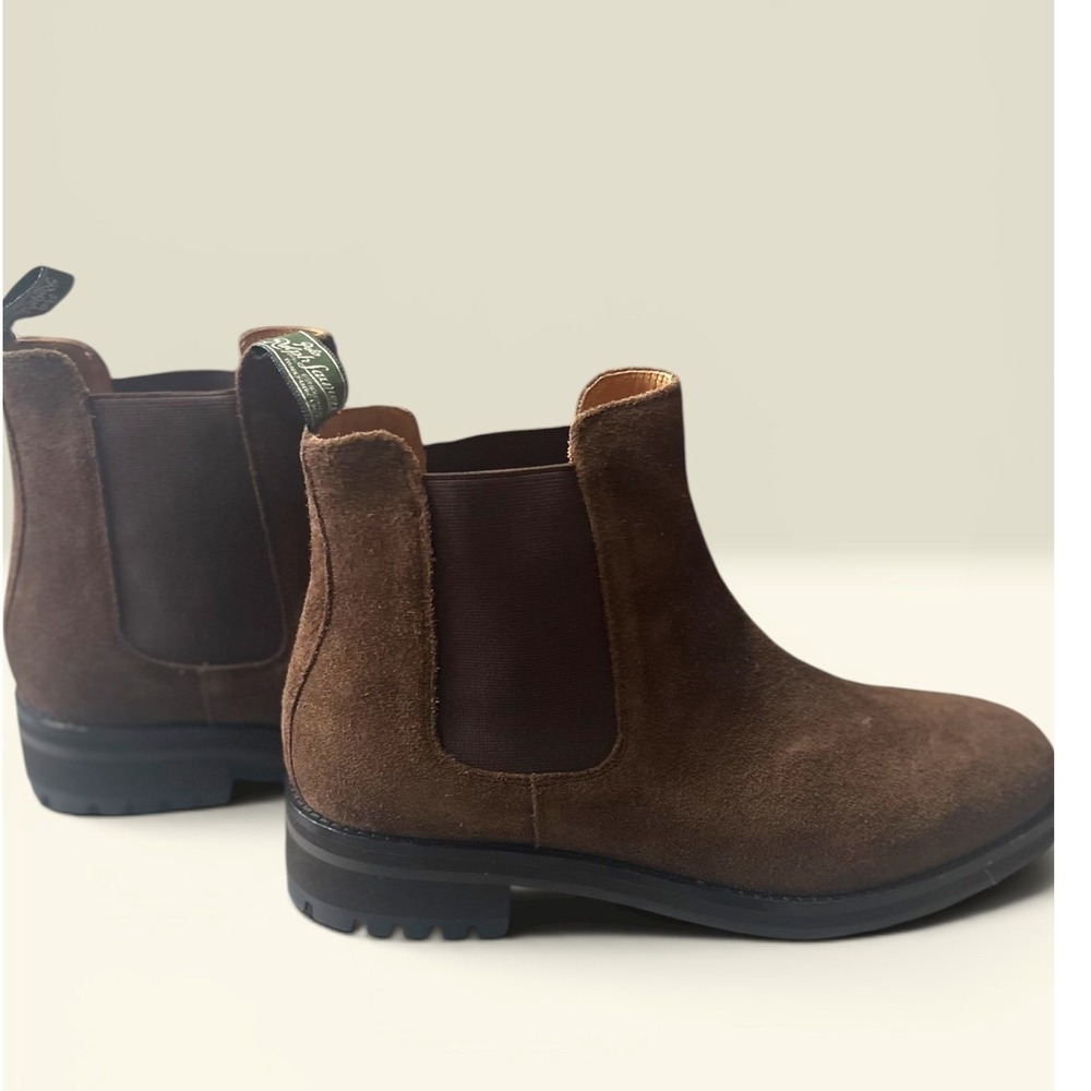 Polo Ralph Lauren NWBBryson Chelsea Boots Size 10 Brown Excellent Suede Lug Sole - Picture 3 of 12